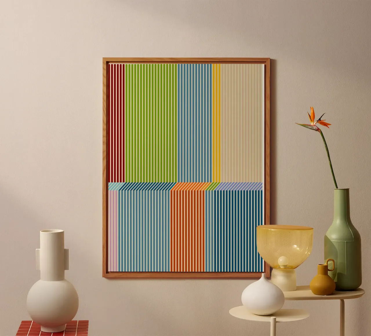 Bauhaus Colourful 3D Linear Stripe Pattern 2 alu-dibond by Dominique Vari Abstract