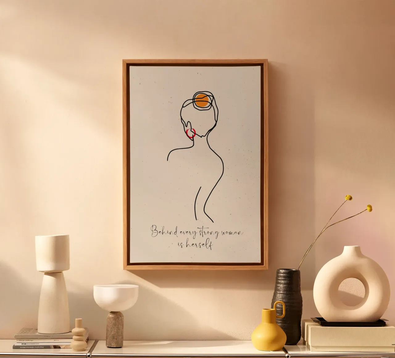 Dietro ogni donna forte c'è se stessa tela con Cornice a cassetta da ArtDesign by KBK