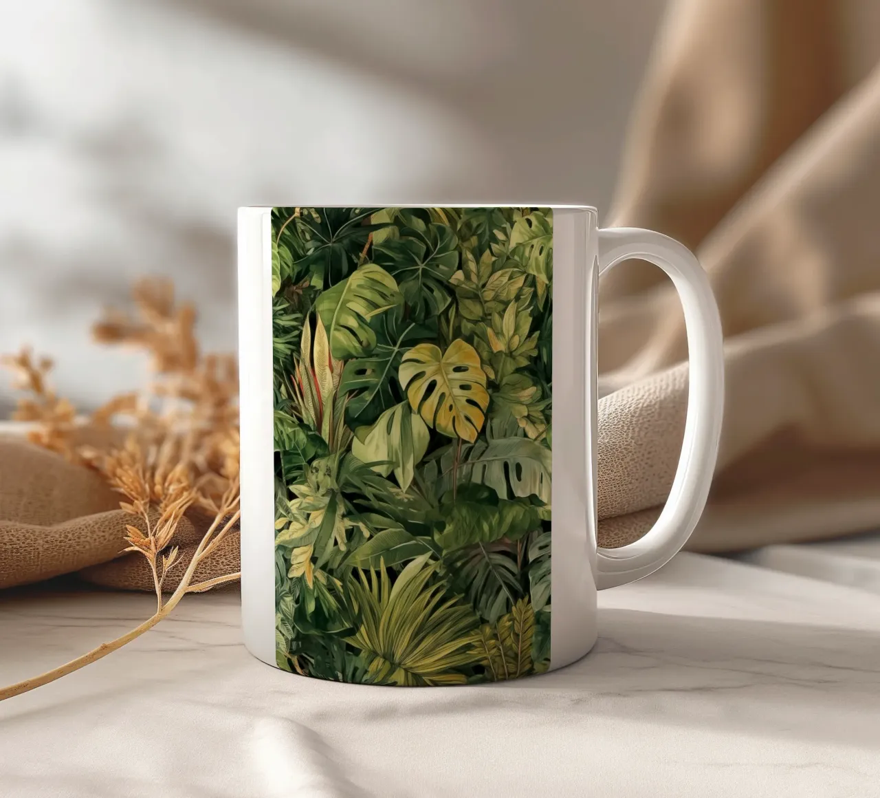 Foglie verdi della giungla tazza in ceramica da Justyna Jaszke JBJart