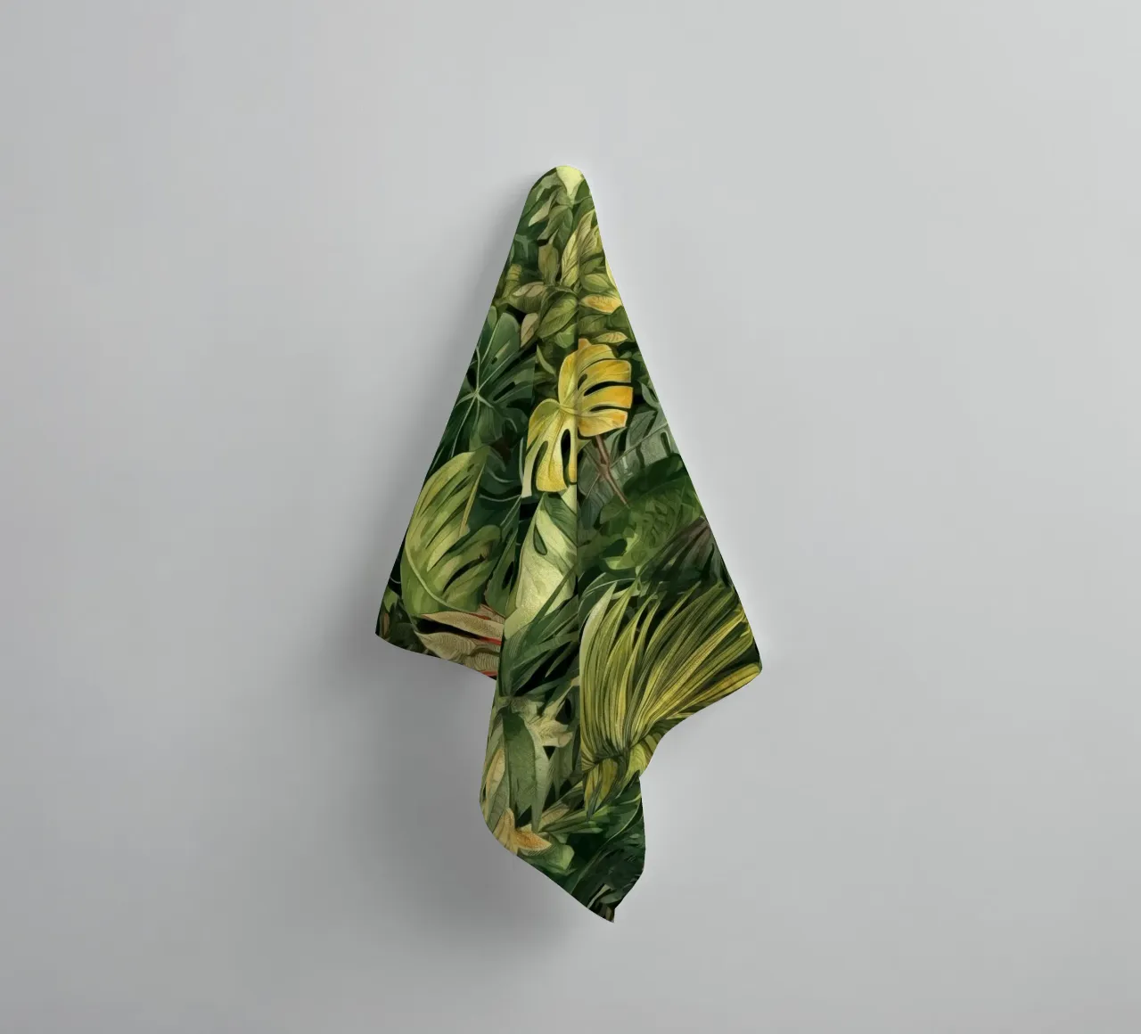 Green jungle leaves towel by Justyna Jaszke JBJart