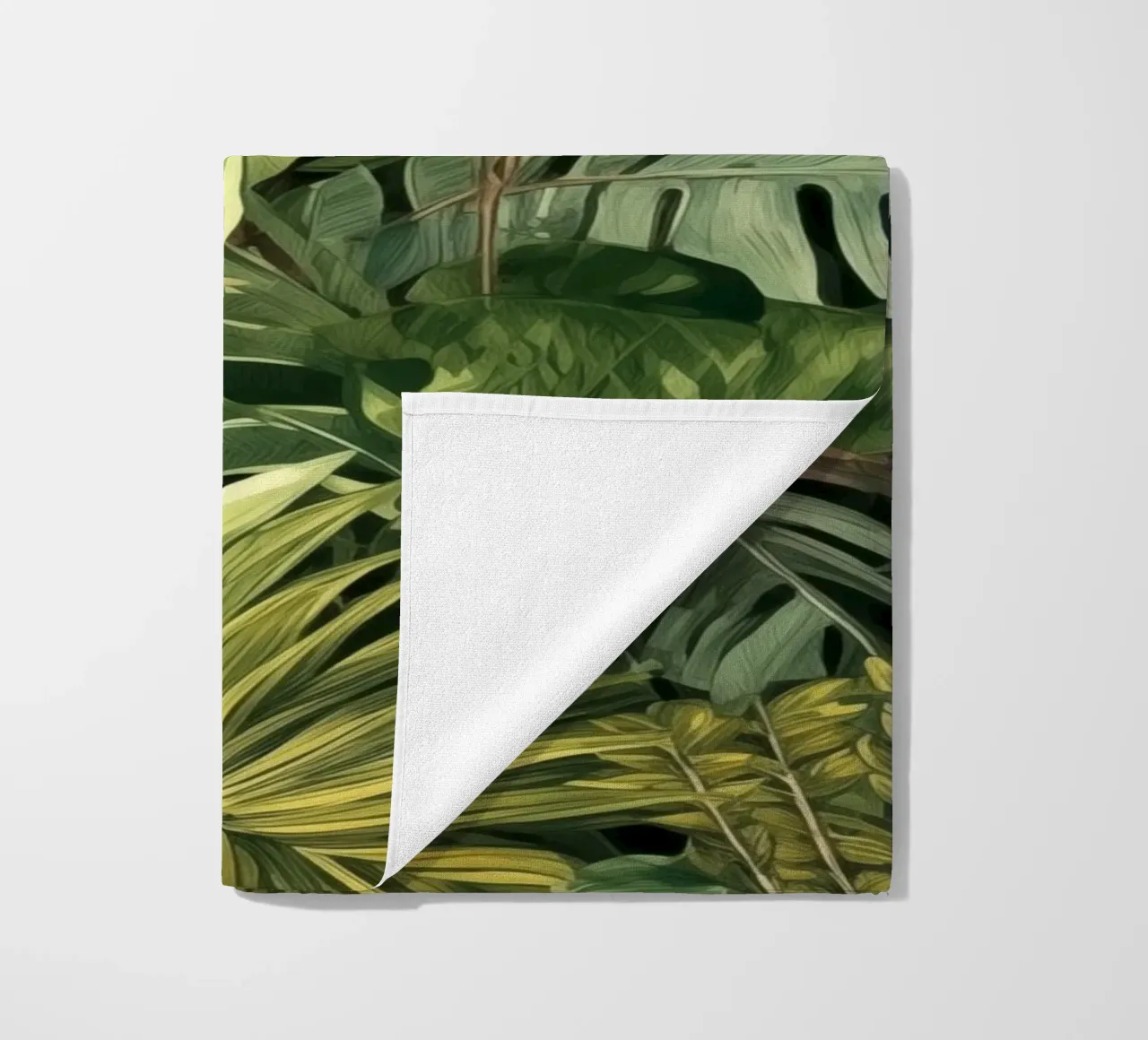 Green jungle leaves beach towel by Justyna Jaszke JBJart
