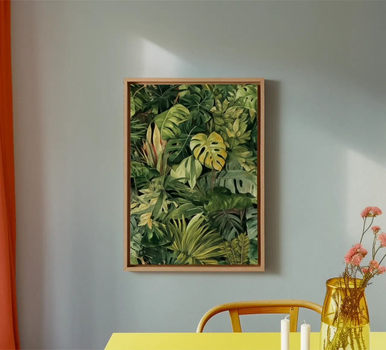 Green jungle leaves canvas by Justyna Jaszke JBJart