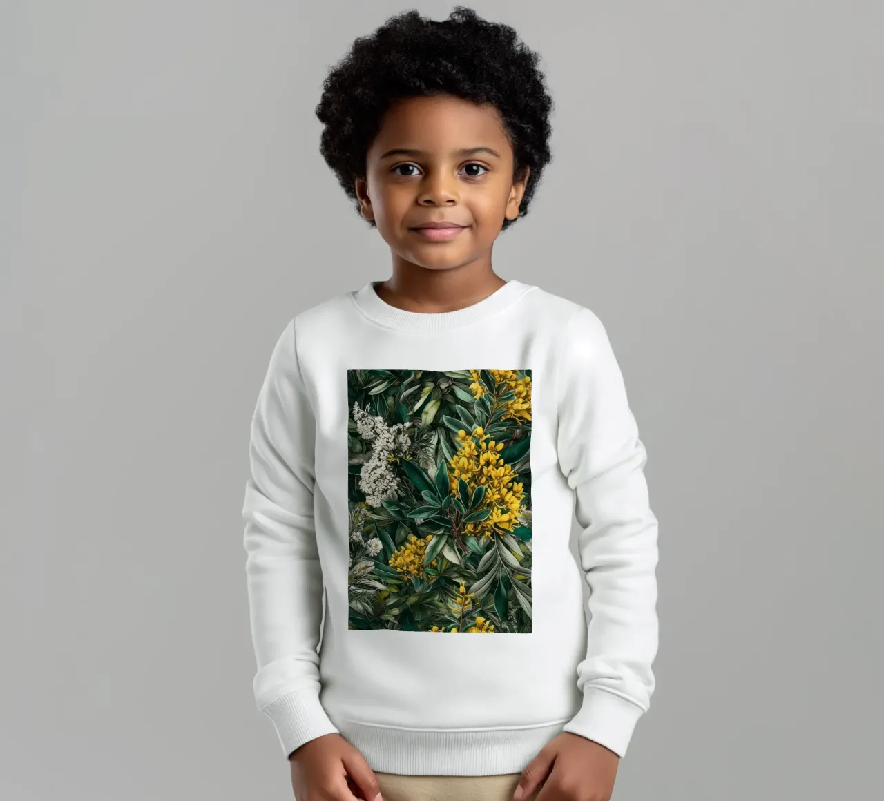 Fiori e foglie botaniche felpa bambino da Justyna Jaszke JBJart