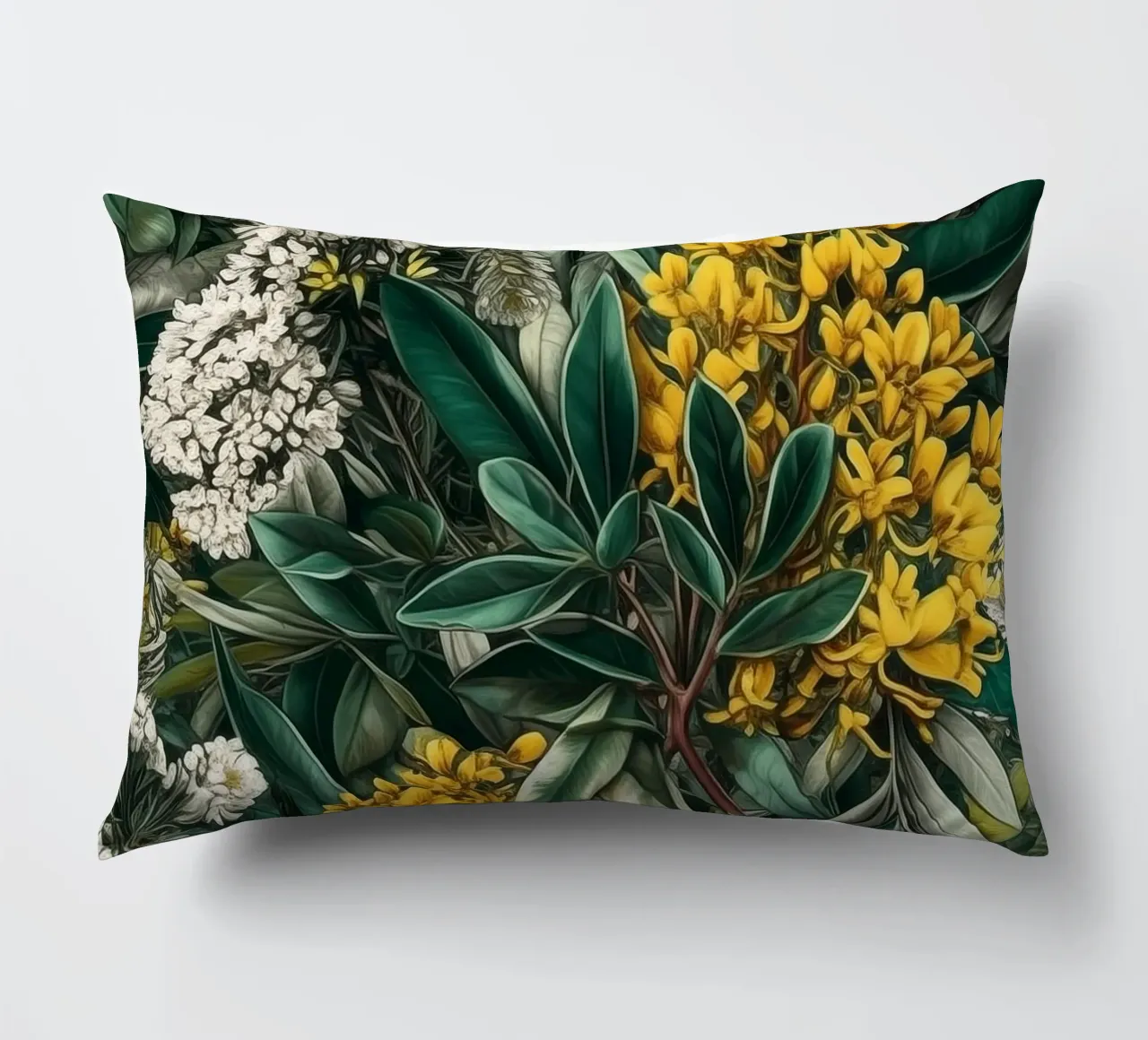 Fiori e foglie botaniche cuscino da Justyna Jaszke JBJart
