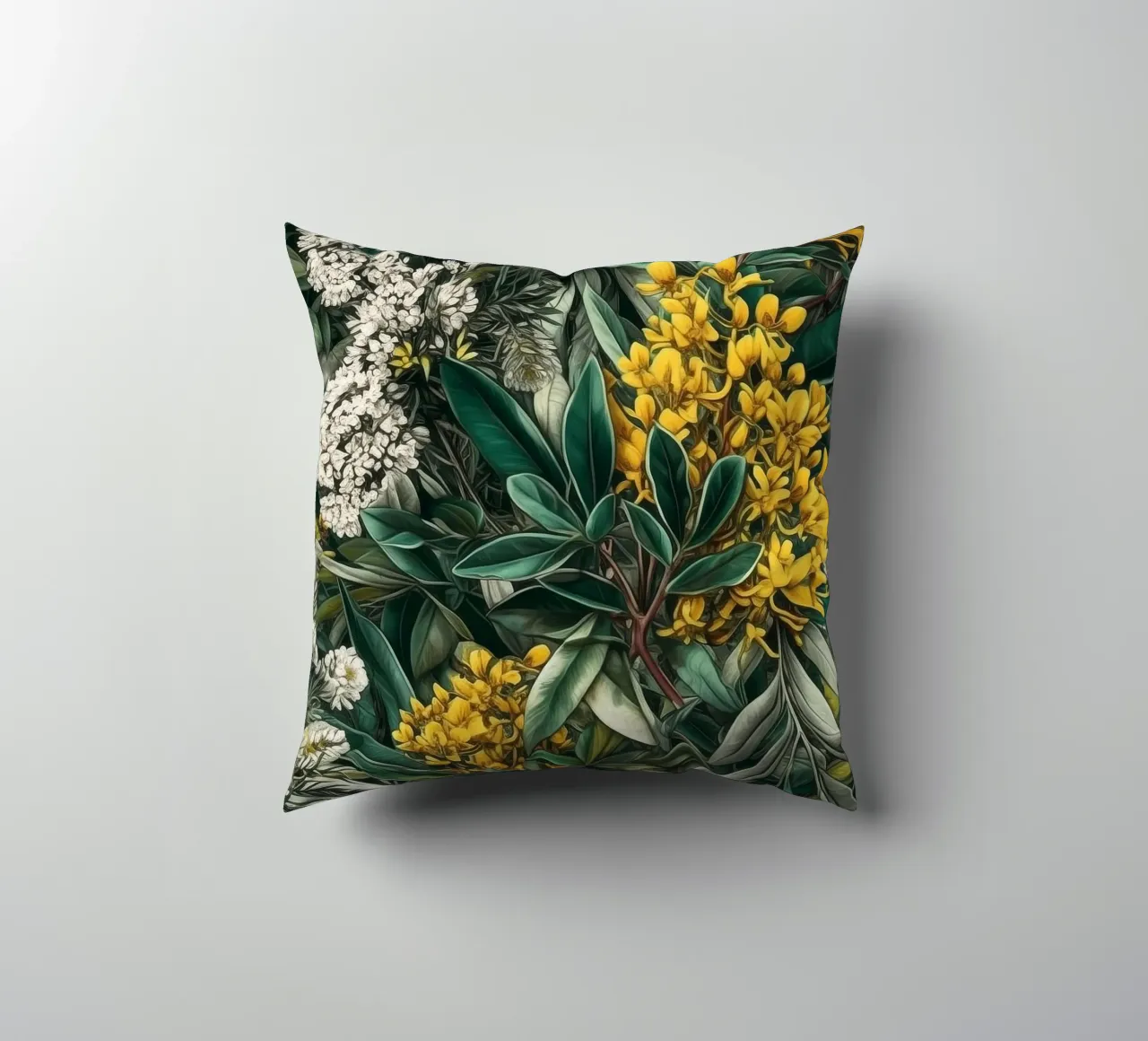 Fiori e foglie botaniche cuscino da Justyna Jaszke JBJart