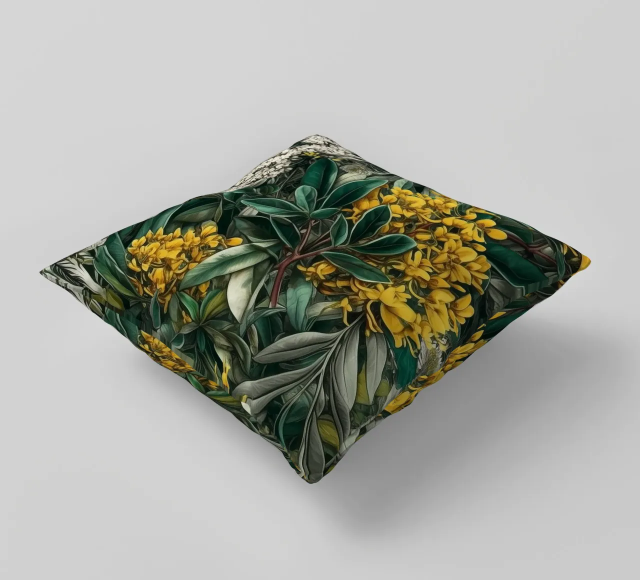 Fiori e foglie botaniche cuscino da Justyna Jaszke JBJart