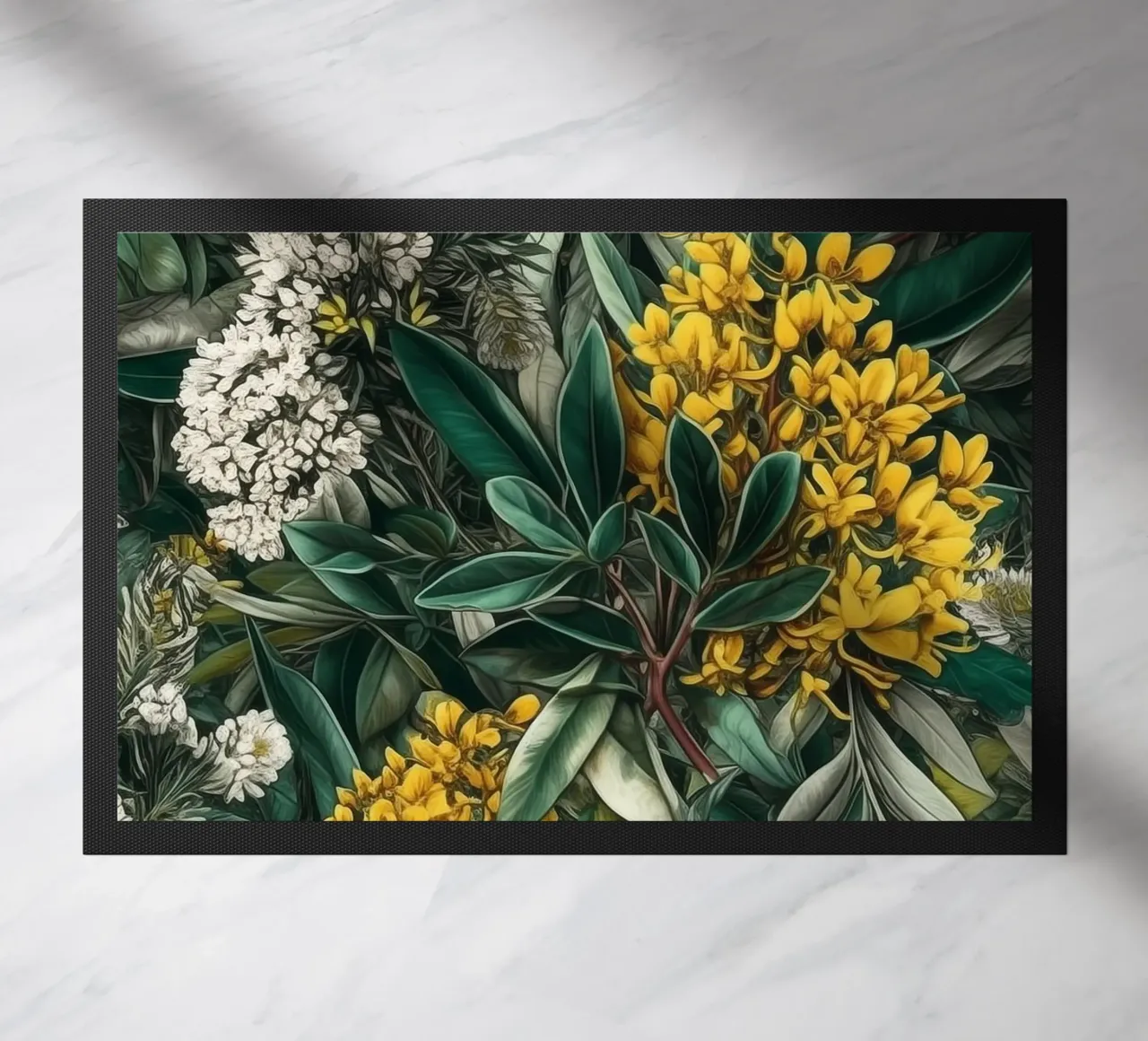 Fiori e foglie botaniche zerbino da Justyna Jaszke JBJart