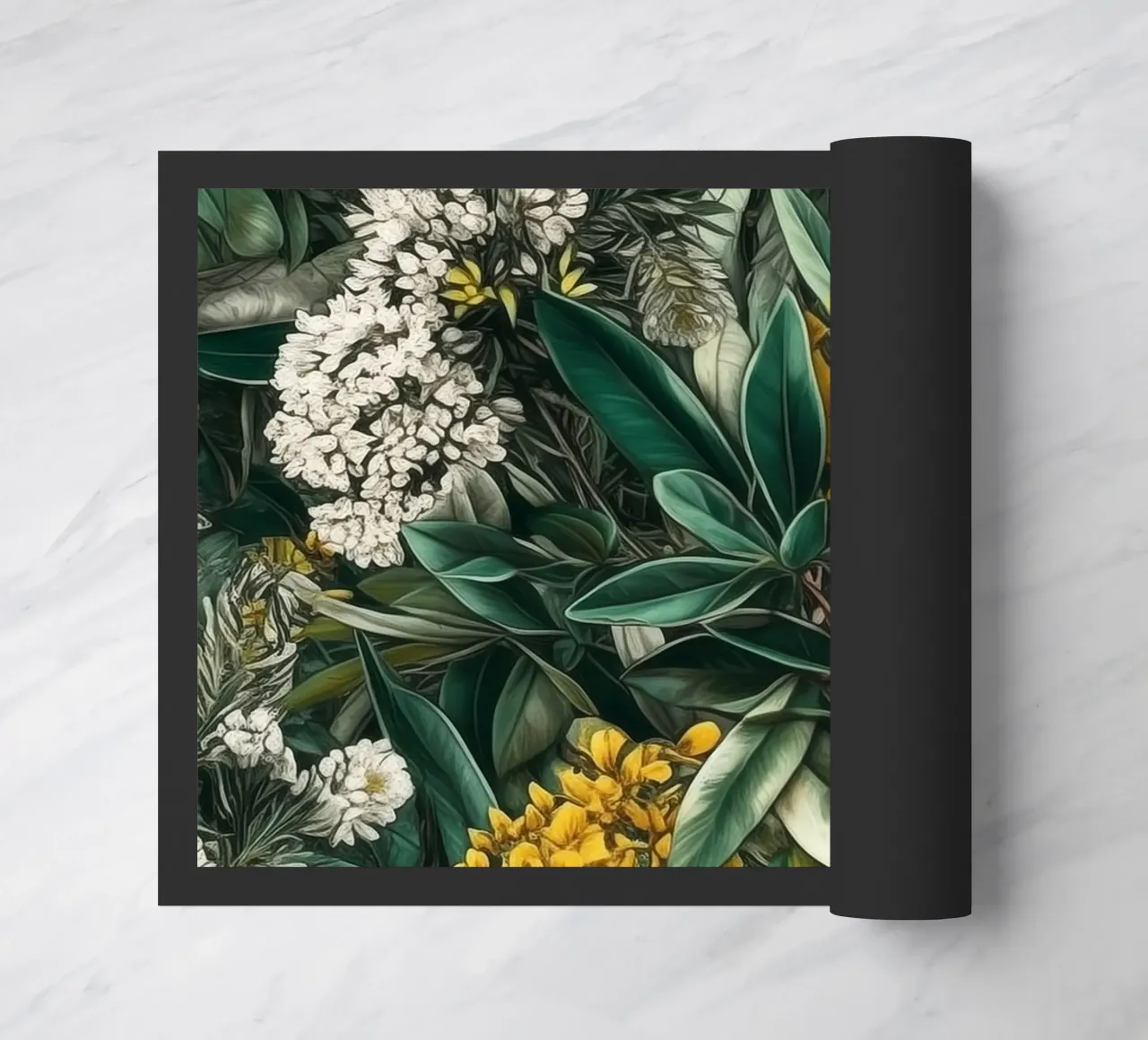 Fiori e foglie botaniche zerbino da Justyna Jaszke JBJart