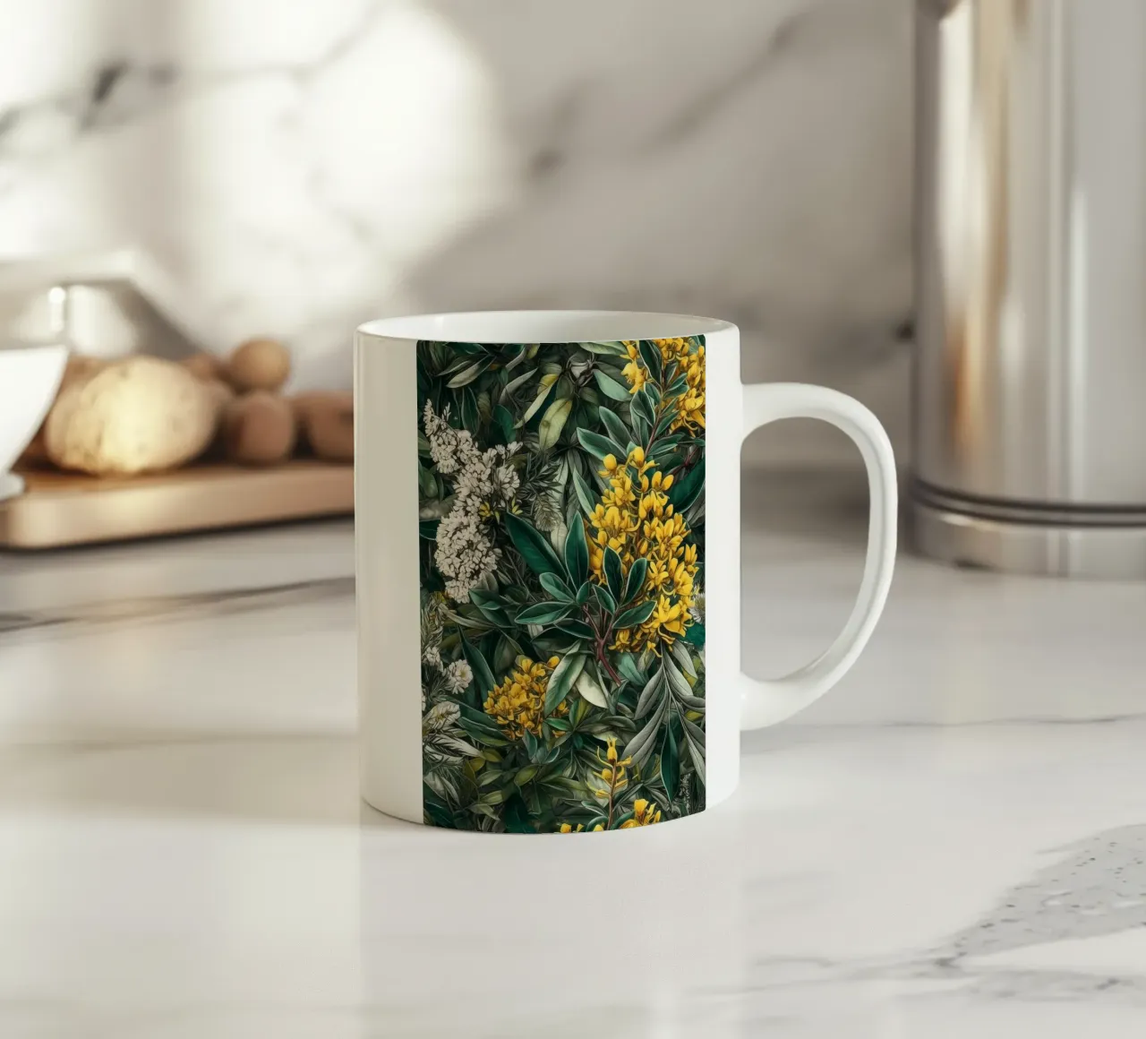 Fiori e foglie botaniche tazza in ceramica da Justyna Jaszke JBJart