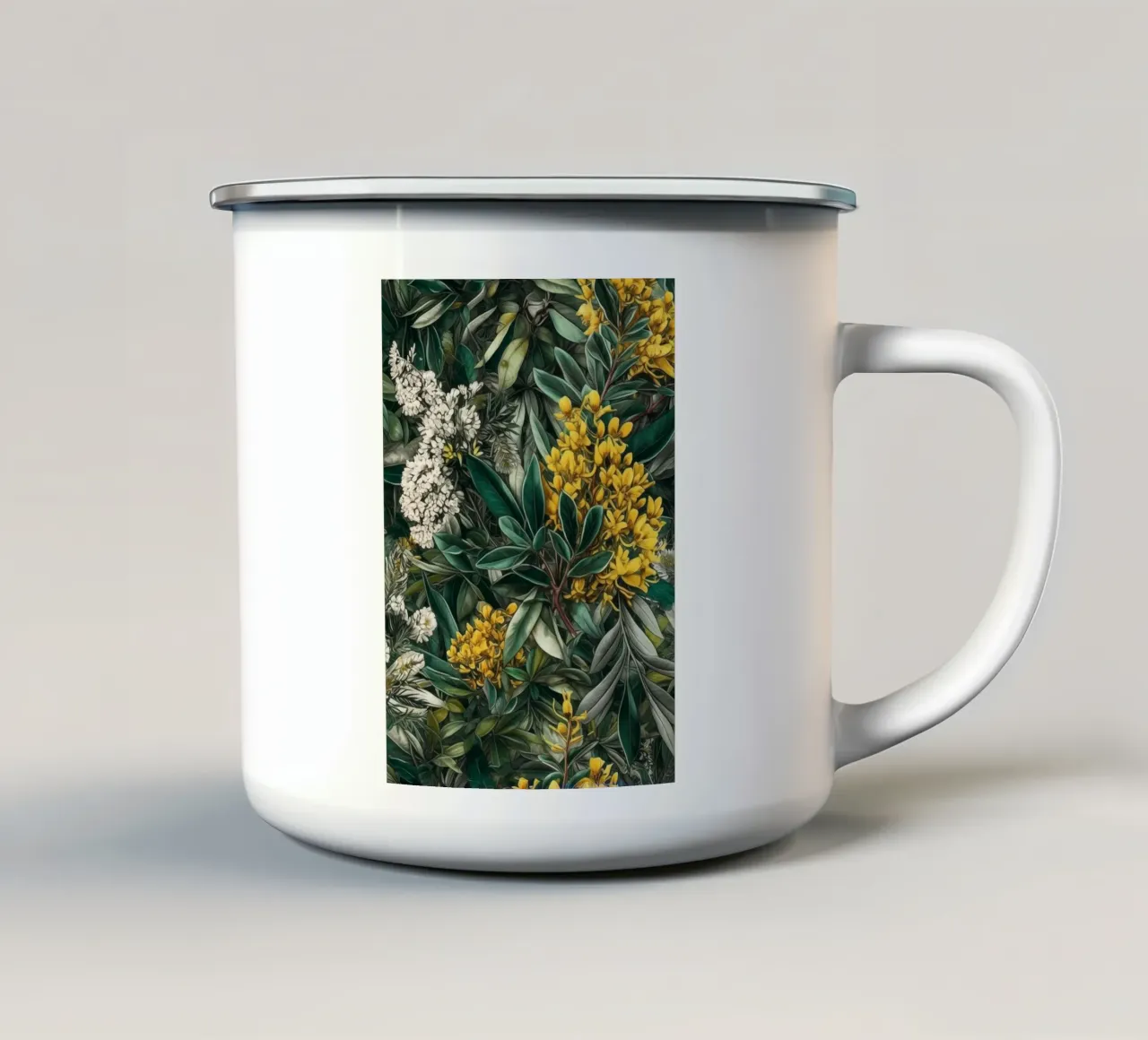 Fiori e foglie botaniche tazza in smalto da Justyna Jaszke JBJart