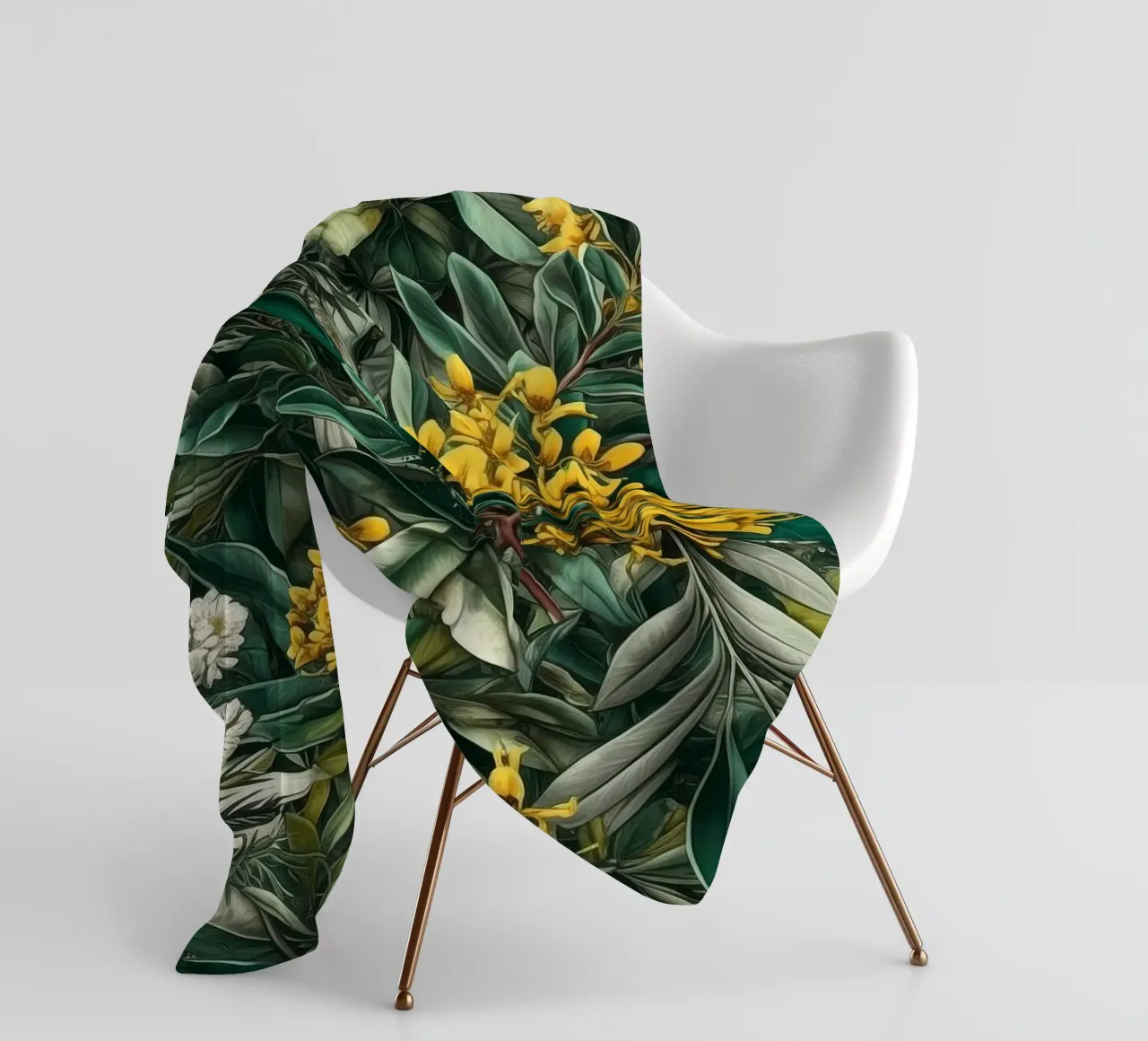 Fiori e foglie botaniche coperta in pile da Justyna Jaszke JBJart