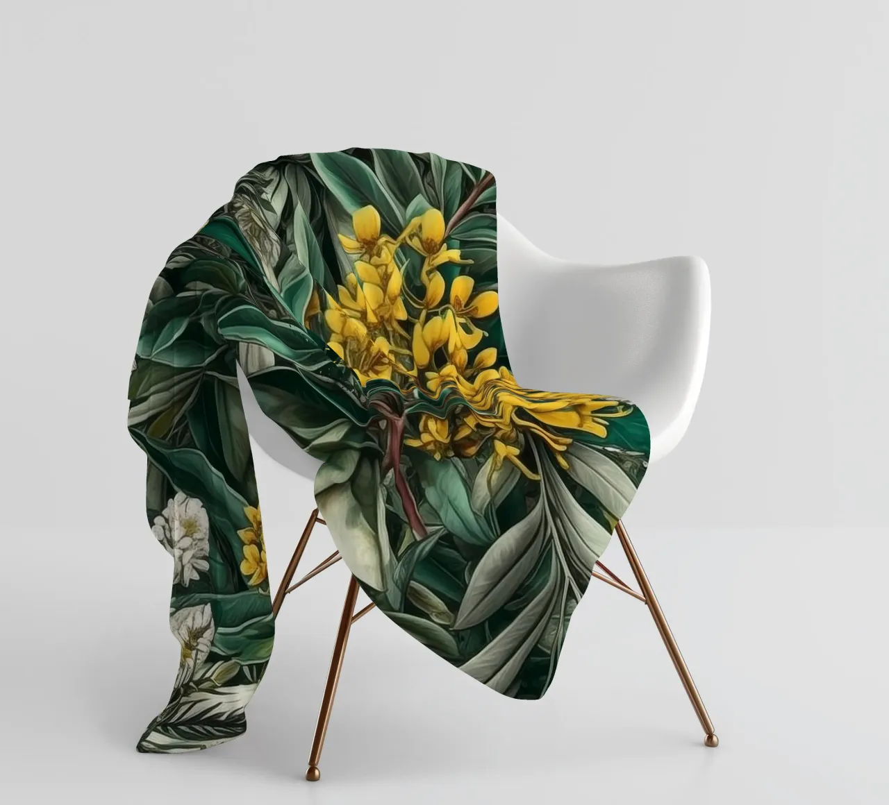Fiori e foglie botaniche coperta in pile da Justyna Jaszke JBJart