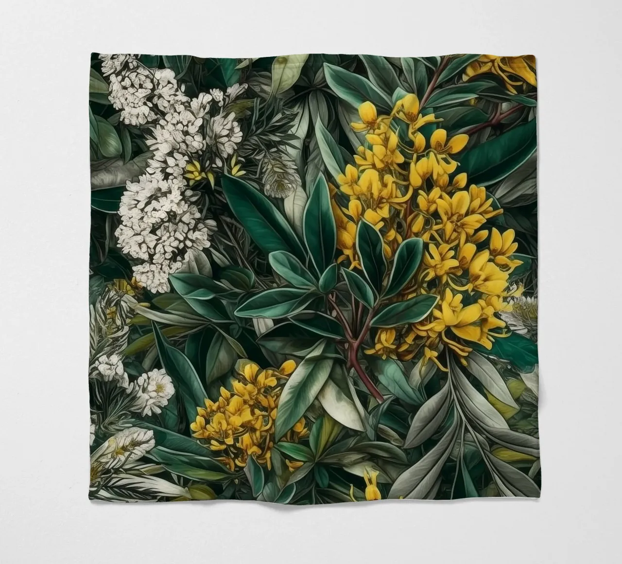 Fiori e foglie botaniche coperta in pile da Justyna Jaszke JBJart