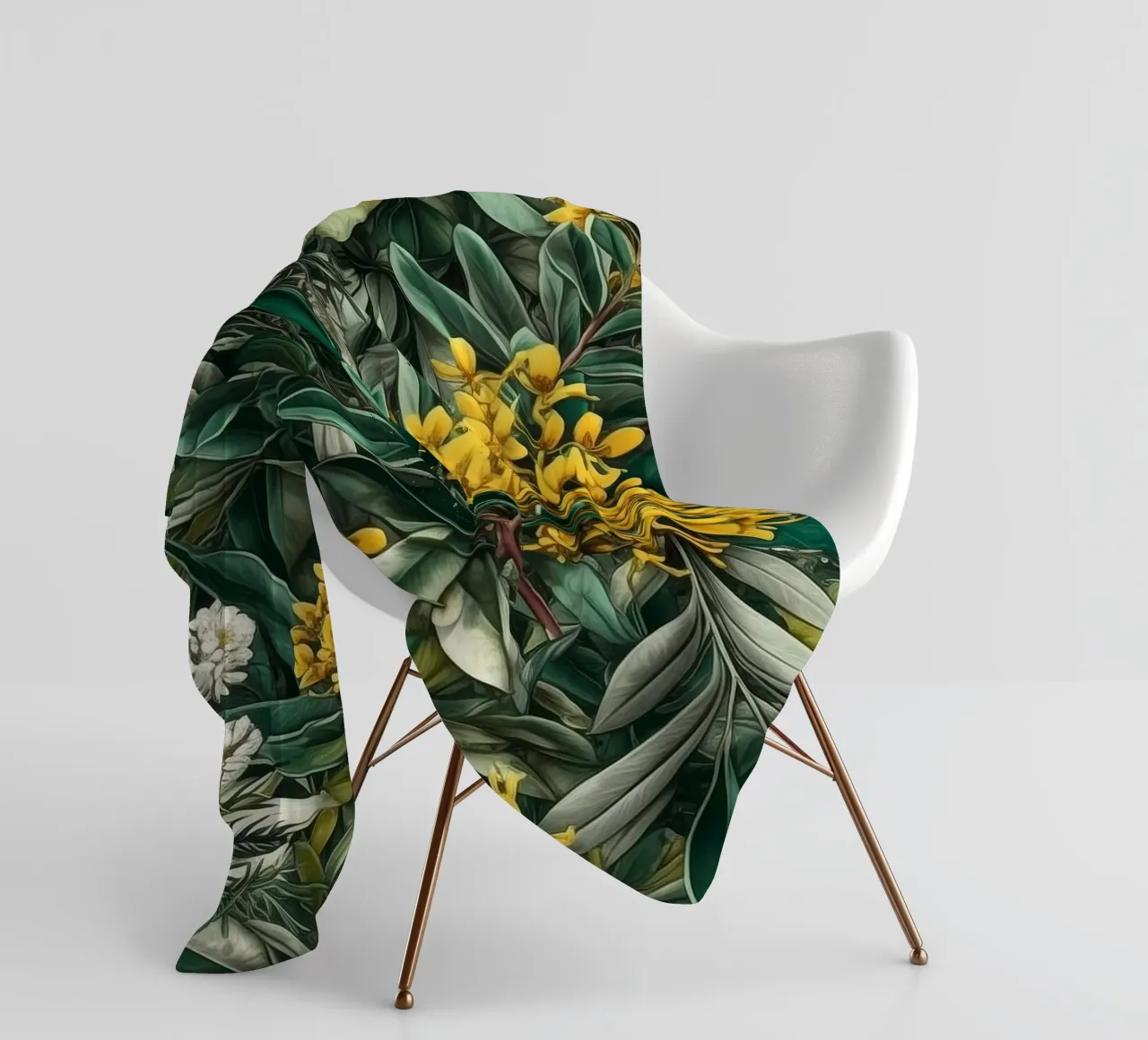 Fiori e foglie botaniche coperta in pile da Justyna Jaszke JBJart
