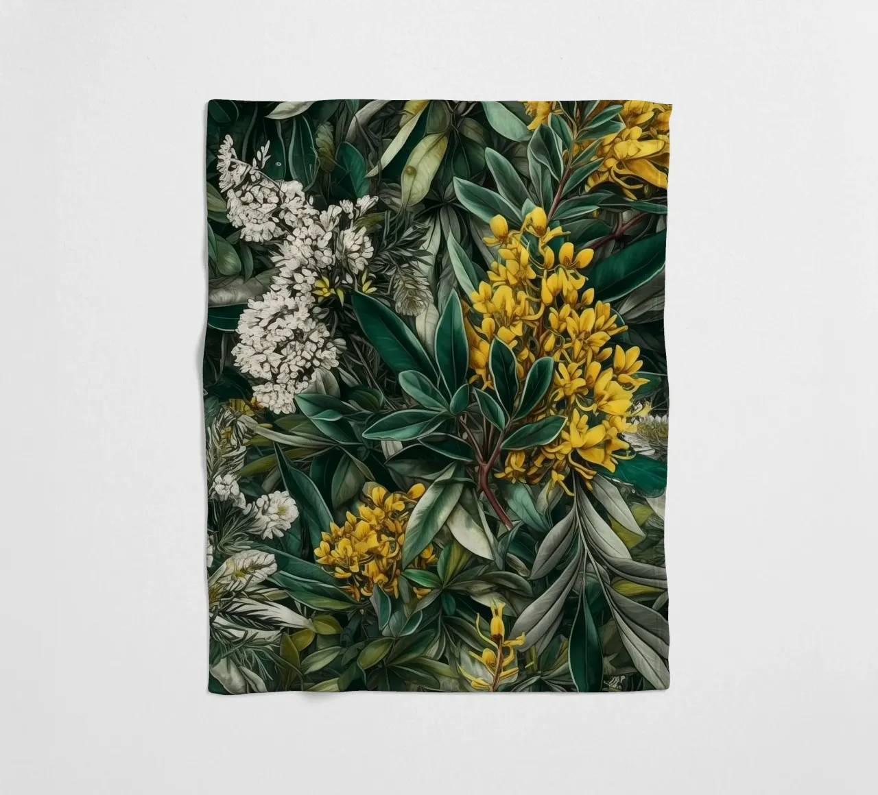 Fiori e foglie botaniche coperta in pile da Justyna Jaszke JBJart