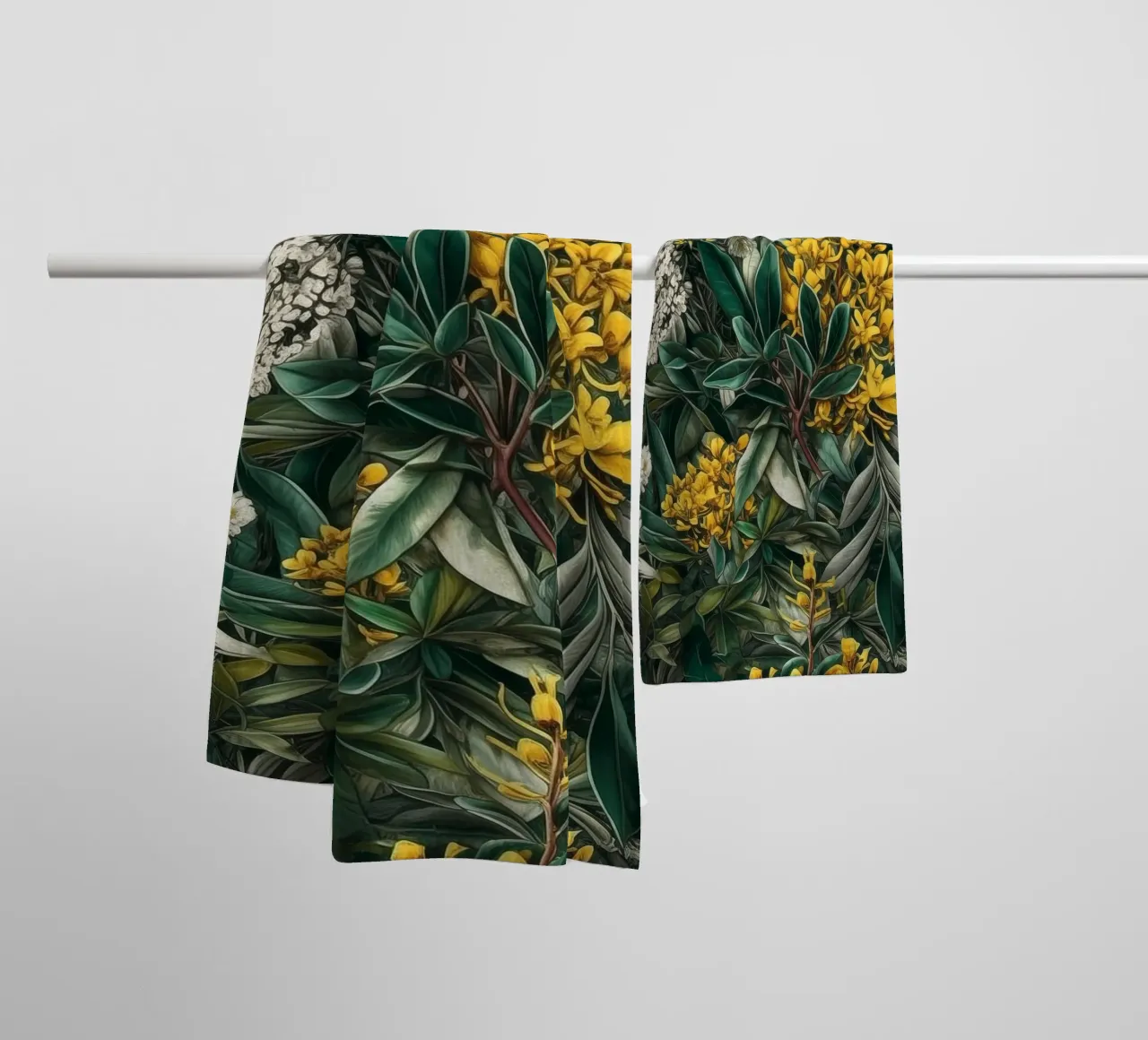 Fiori e foglie botaniche asciugamano da bagno da Justyna Jaszke JBJart