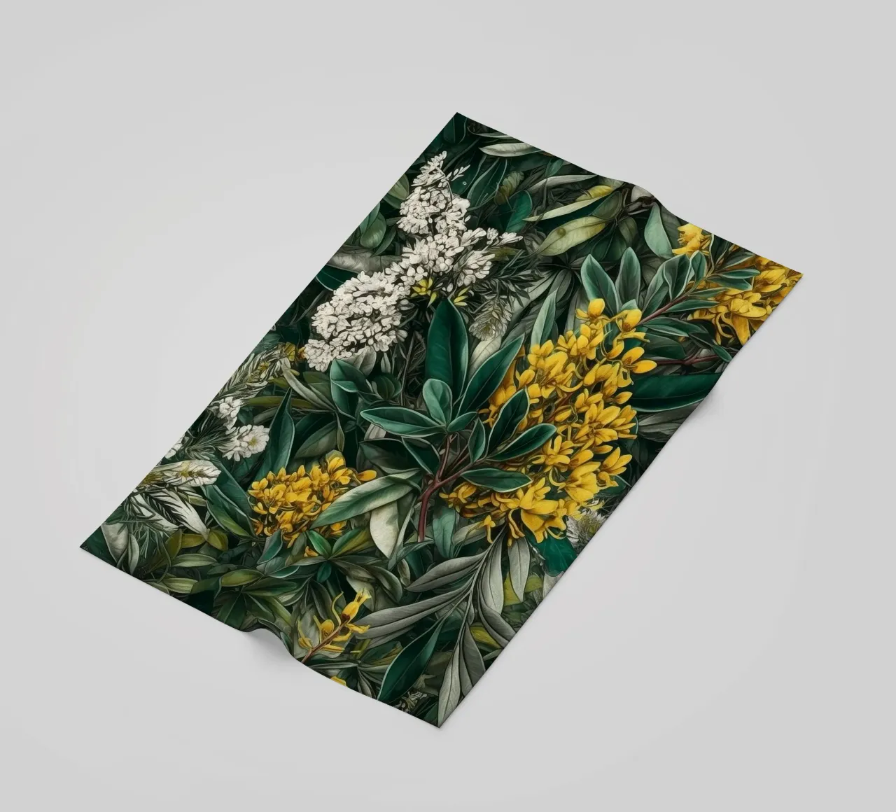 Fiori e foglie botaniche telo mare da Justyna Jaszke JBJart