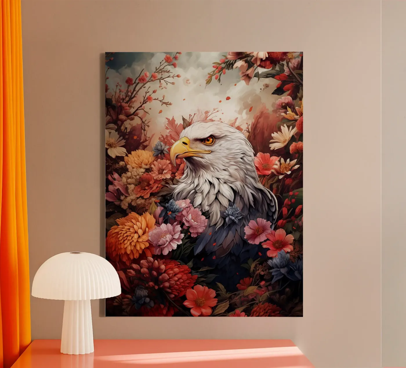 Eagle Flowers canvas by Mateo
