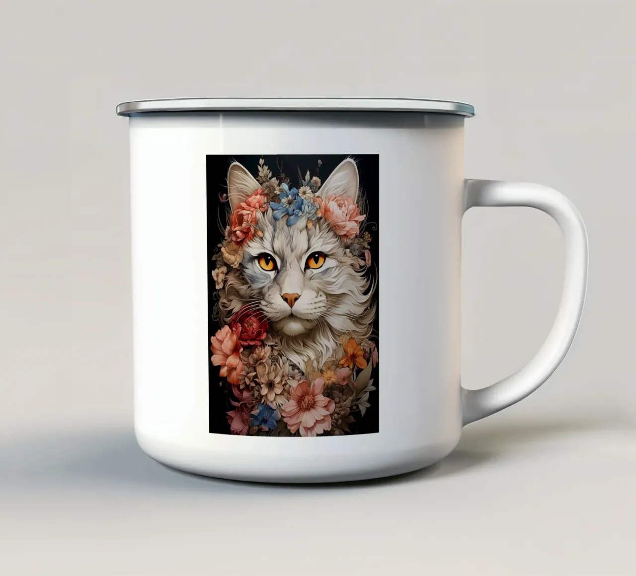 Cat Flowers tazza in smalto da Mateo