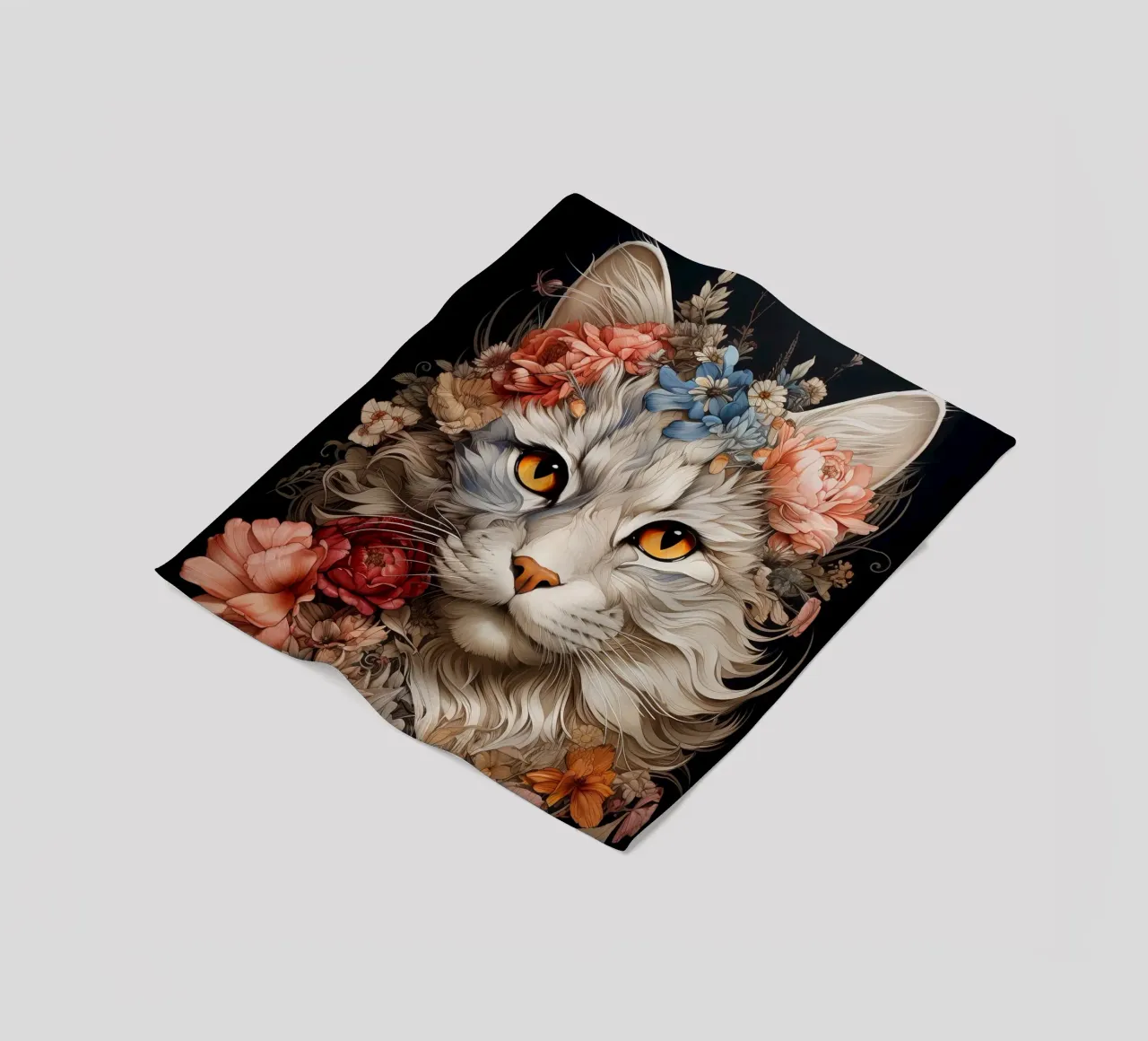 Cat Flowers fleece blanket by Mateo