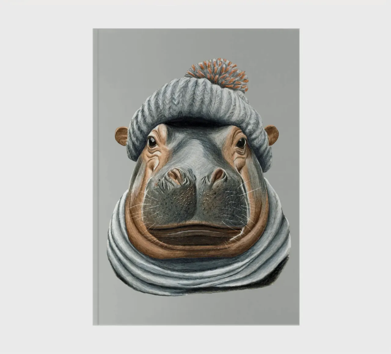 Hippo with bobble hat notebook by Graphit und Farbe