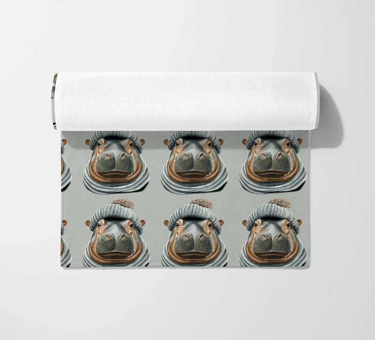 Ippopotamo con cappello a pompon telo mare da Graphit und Farbe