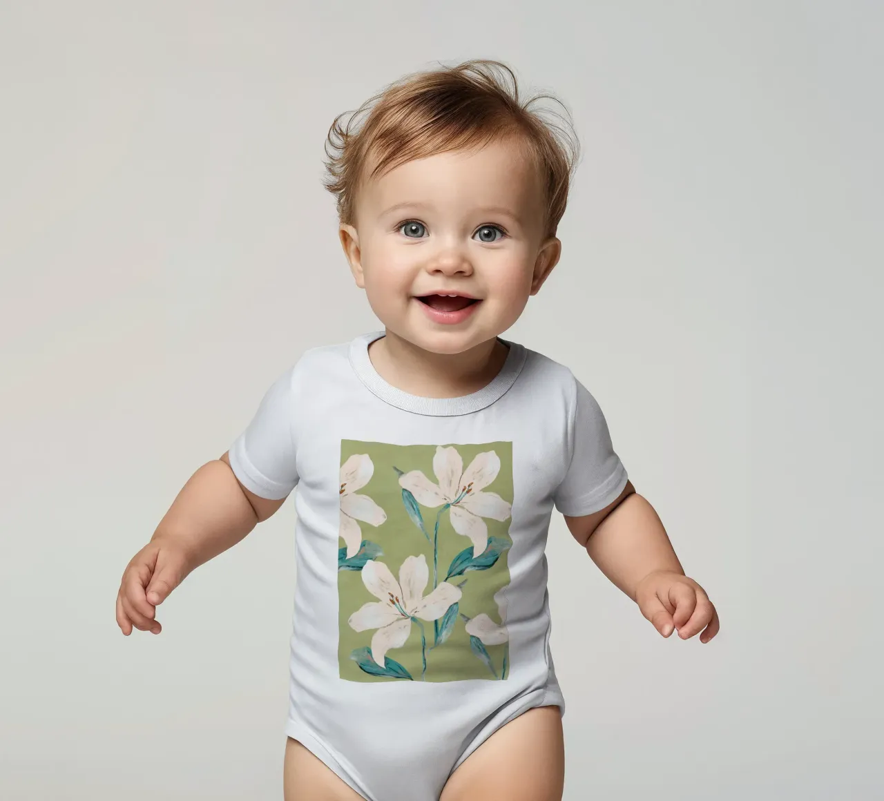 Spring Flowers 4 short-sleeve baby romper by ThingDesign