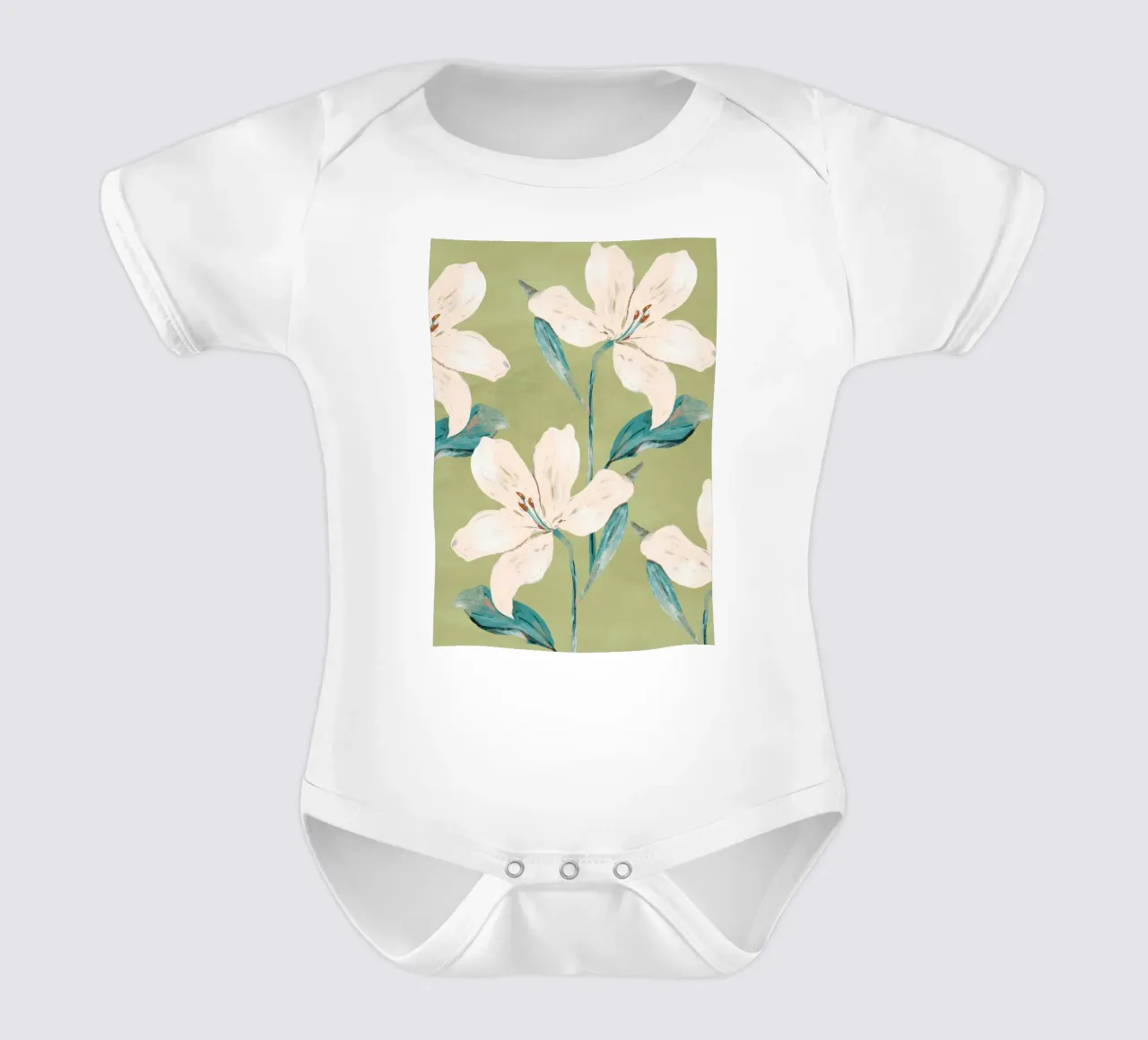 Spring Flowers 4 short-sleeve baby romper by ThingDesign