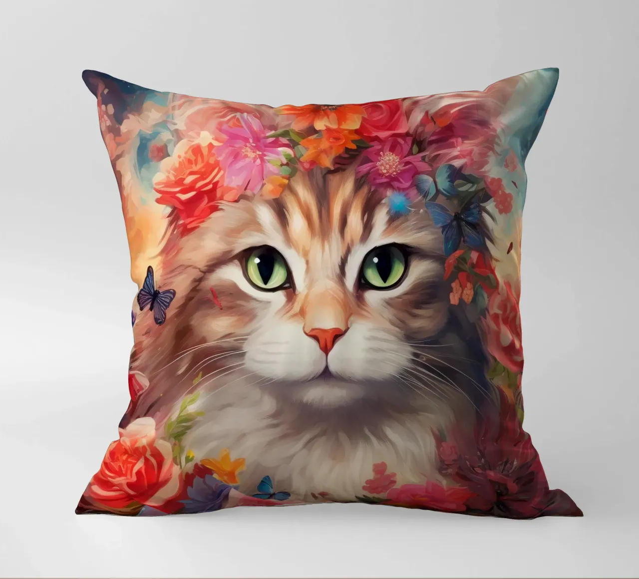 Cat Flowers 2 cuscino da Mateo