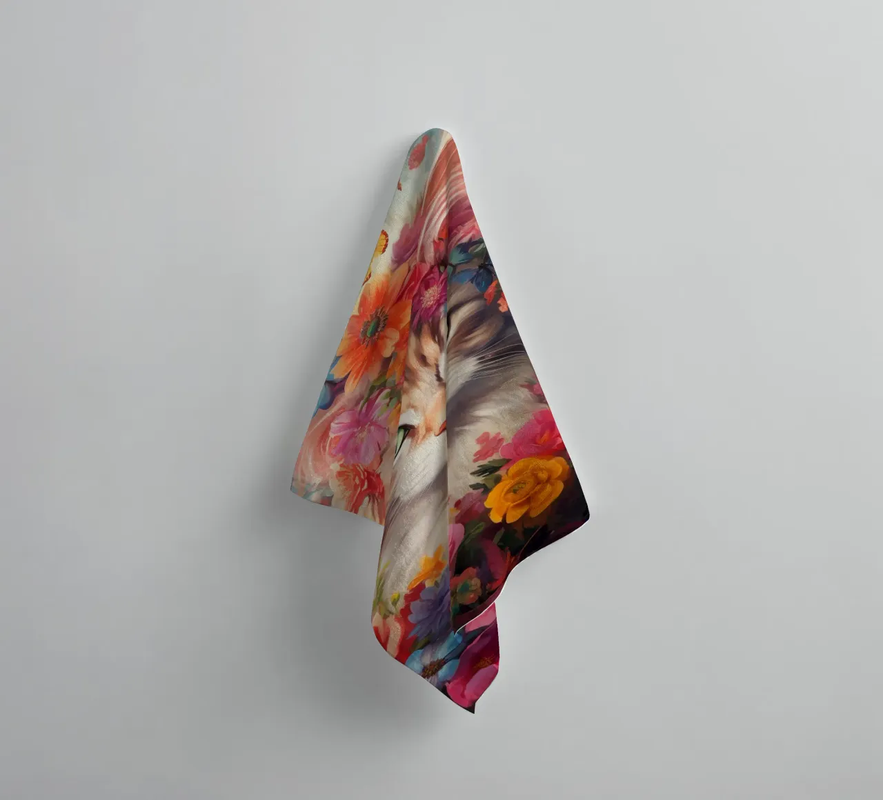 Cat Flowers 2 Handtuch von Mateo