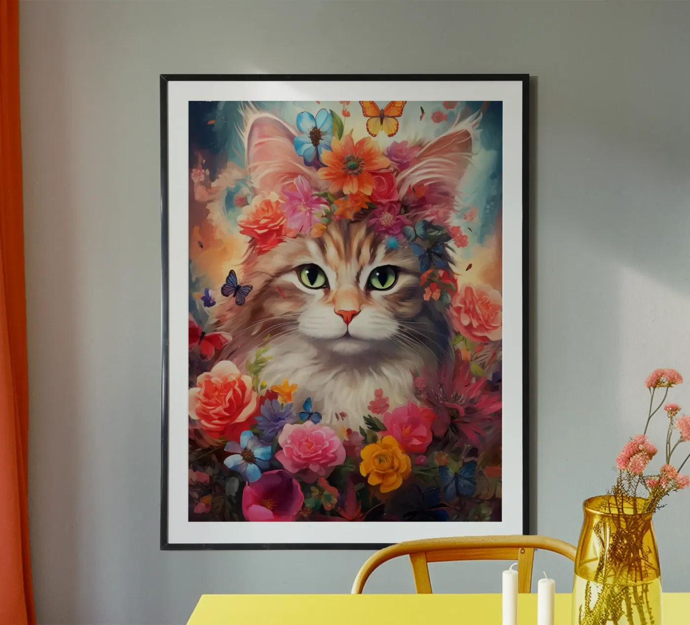 Cat Flowers 2 poster by Mateo