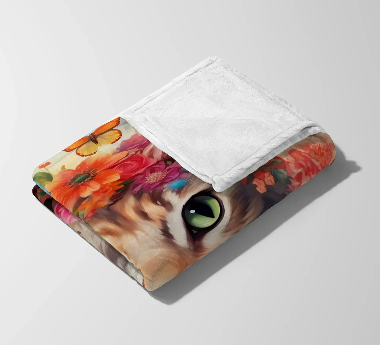 Cat Flowers 2 fleece blanket by Mateo