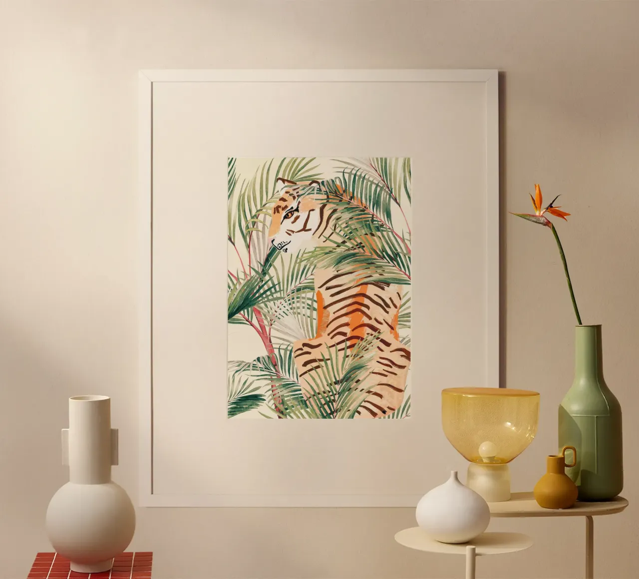Gatto della giungla poster con telaio in legno da ThingDesign