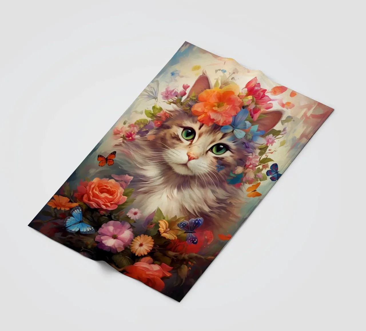 Cat Flowers 3 fleece blanket by Mateo
