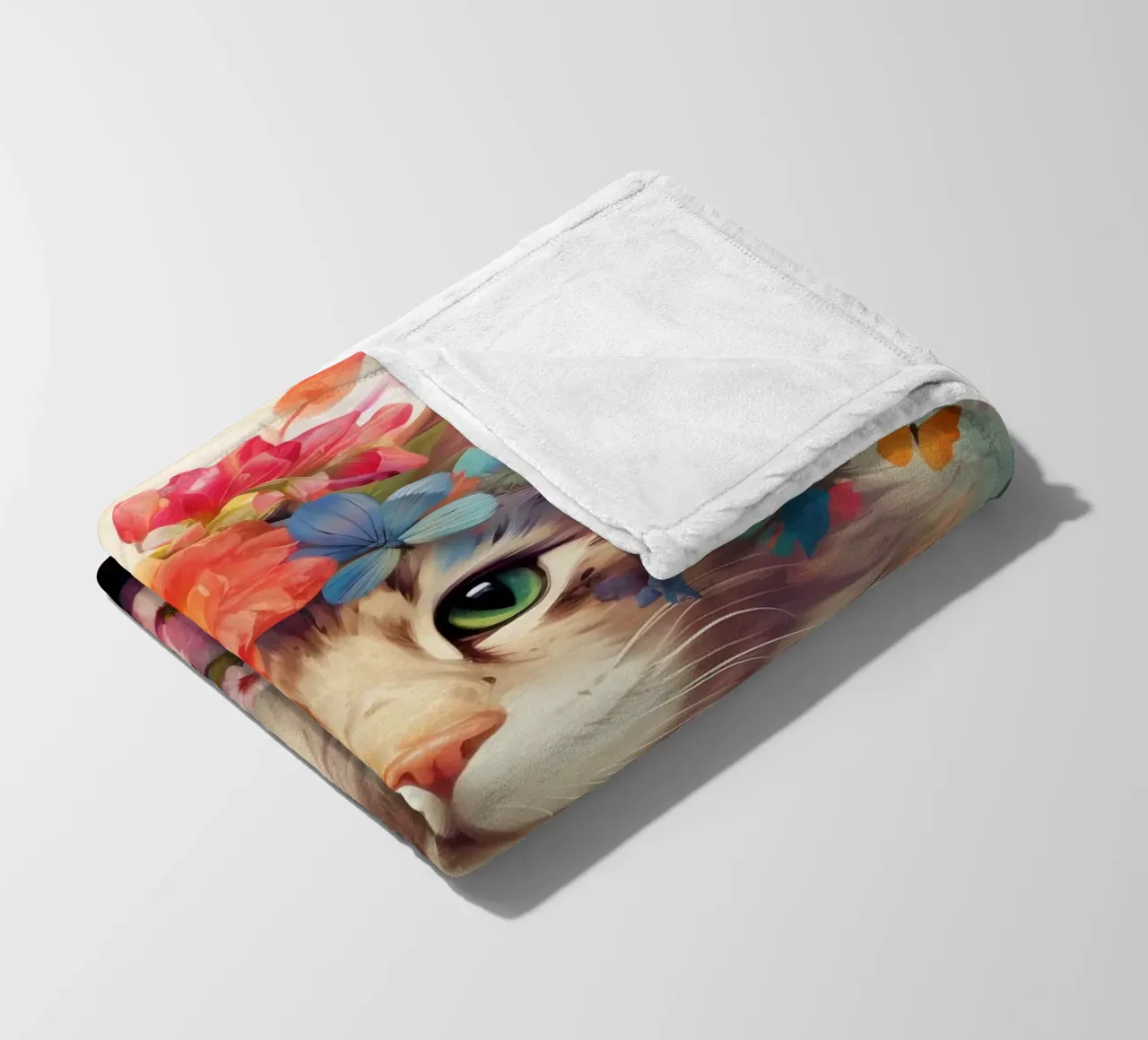 Cat Flowers 3 fleece blanket by Mateo