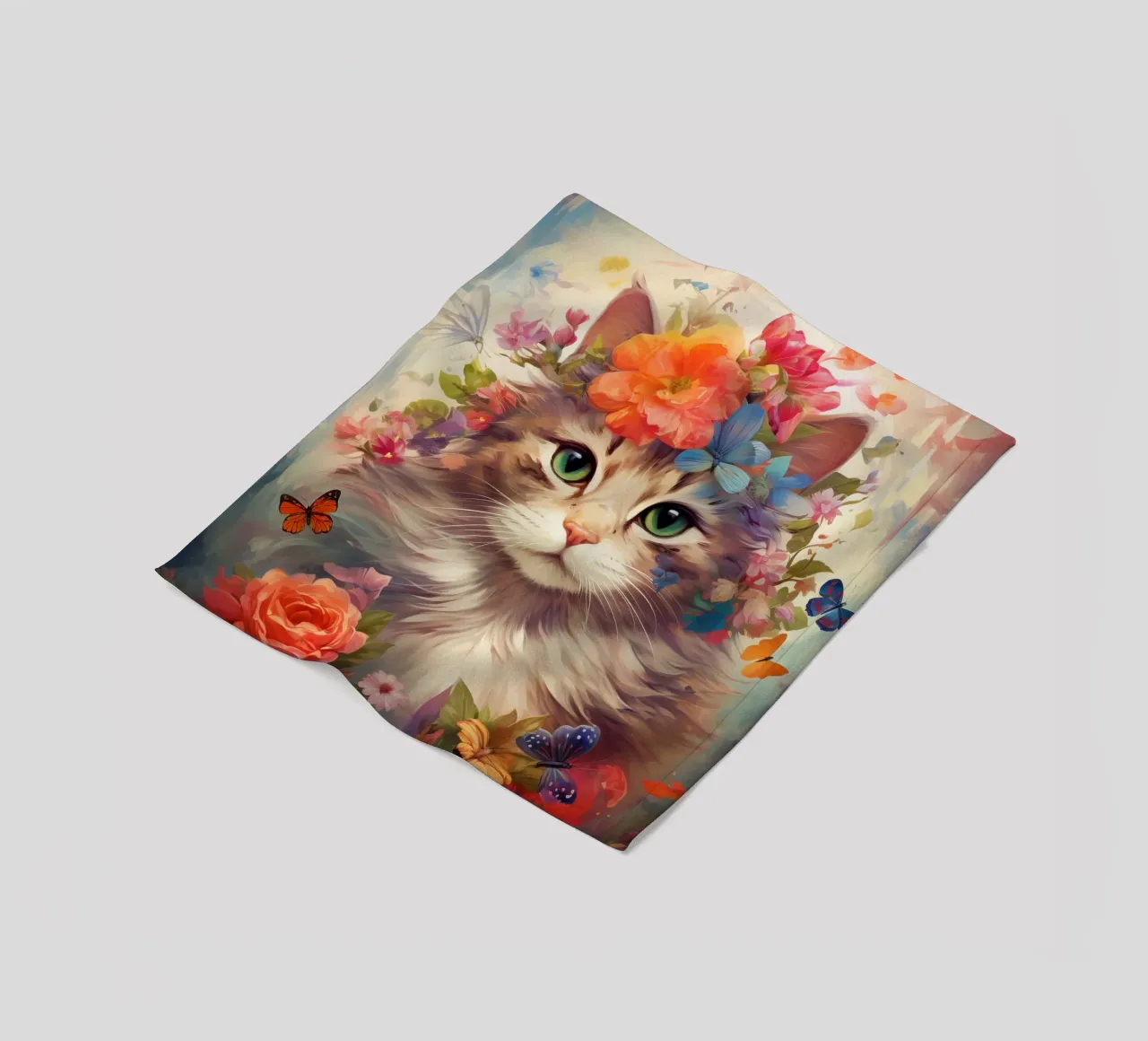 Cat Flowers 3 fleece blanket by Mateo