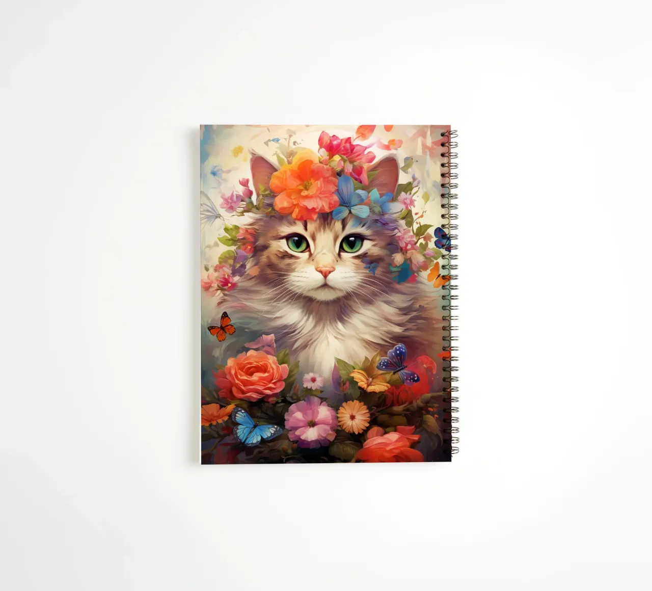 Cat Flowers 3 spiral notebook by Mateo