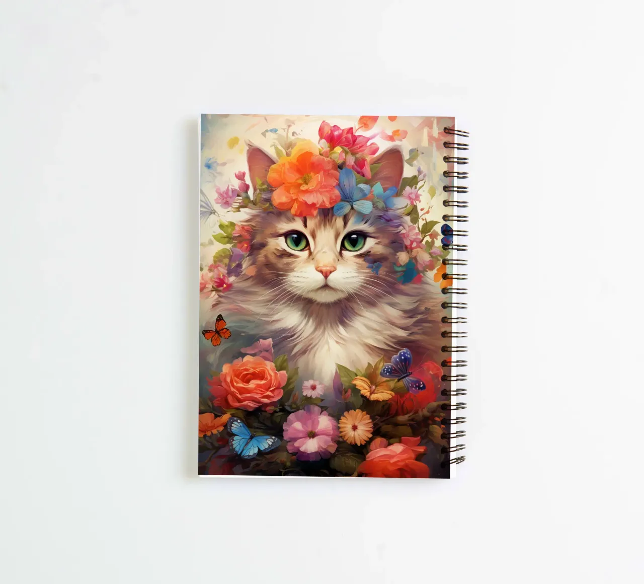 Cat Flowers 3 spiral notebook by Mateo