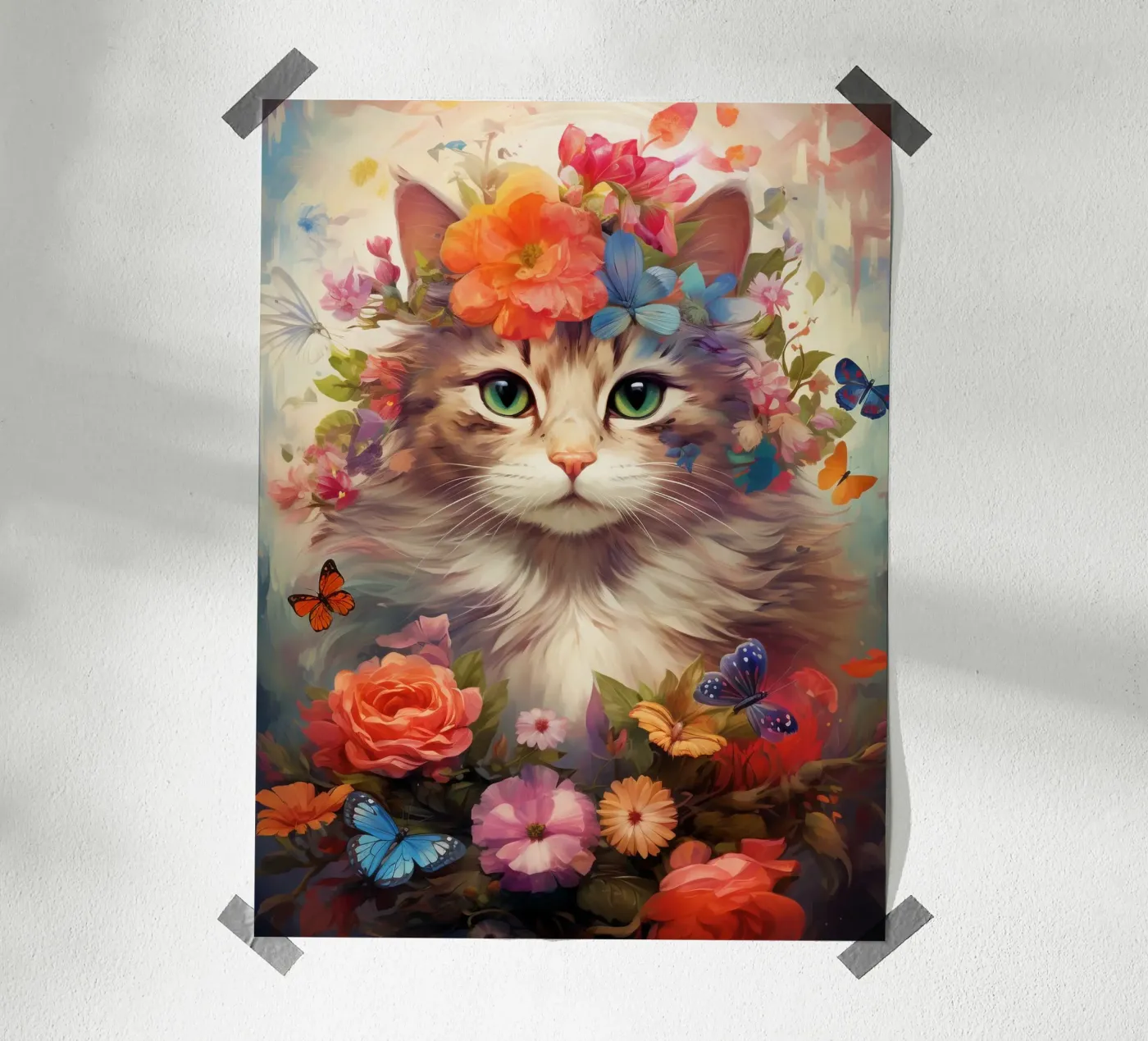 Cat Flowers 3 poster by Mateo