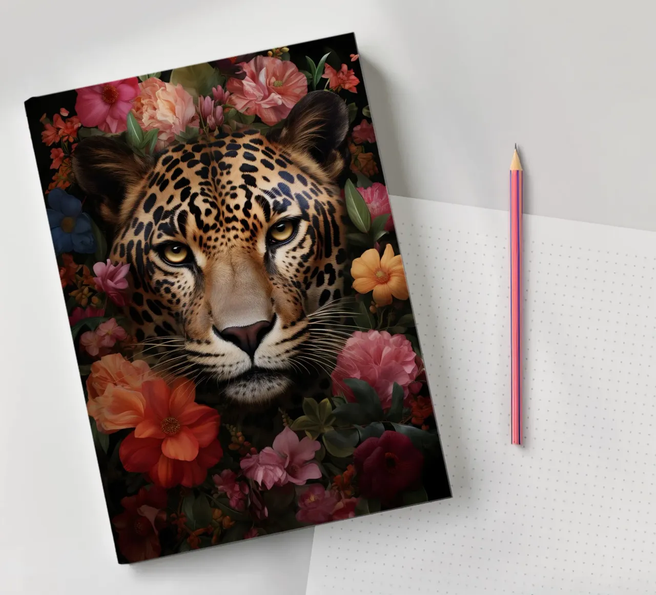 Leopard Flowers 3 notebook by Mateo