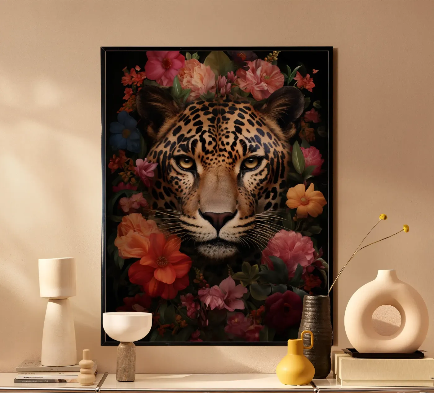 Leopard Flowers 3 poster van Mateo