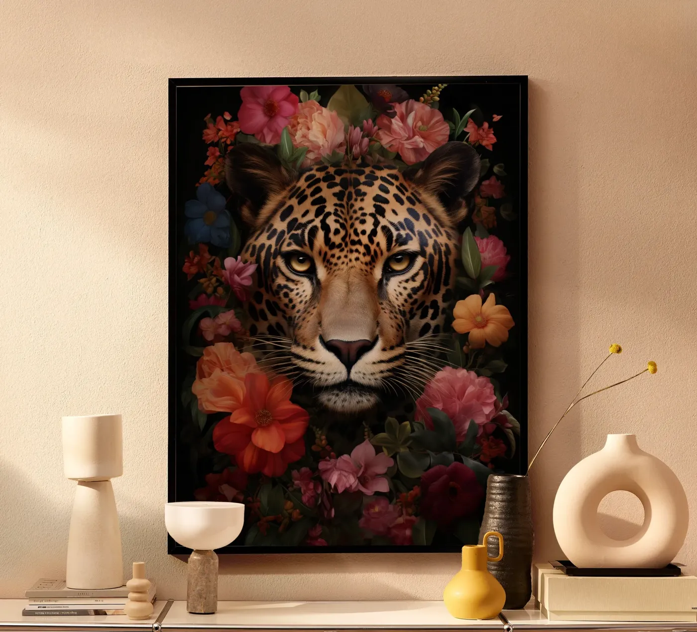 Leopard Flowers 3 poster van Mateo