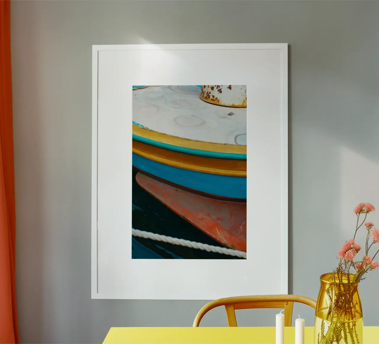 Old Colorful Fishing Boat poster con telaio in legno da _davide_elifheritage