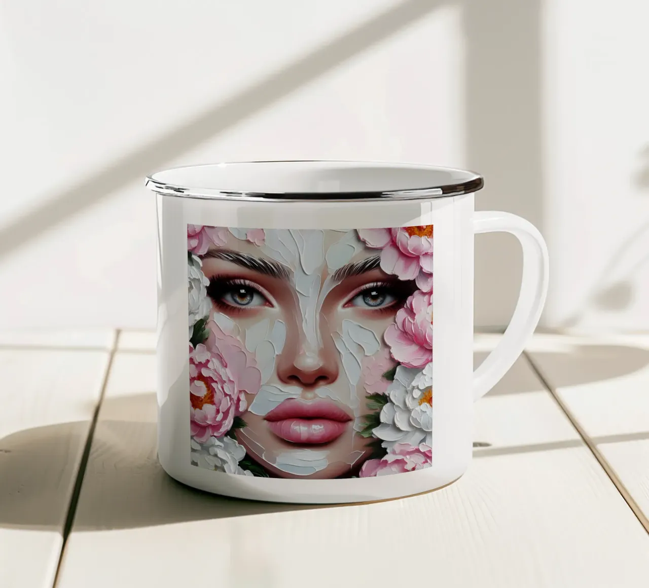 RITRATTO DI PEONIE ROSA tazza in smalto da ARTOMATIC