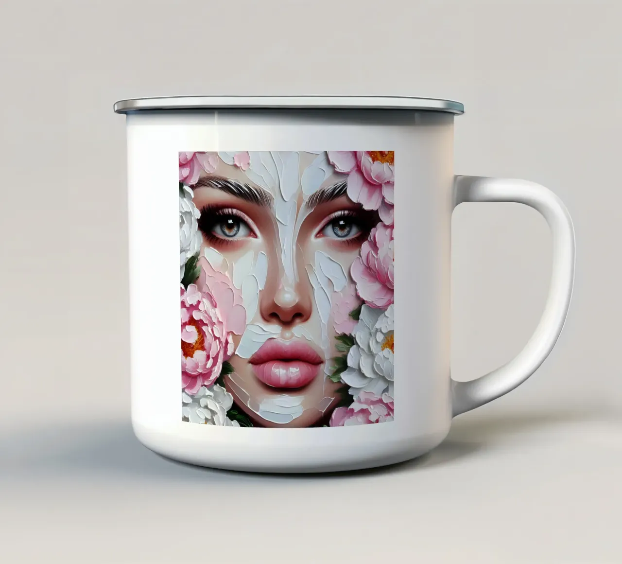RITRATTO DI PEONIE ROSA tazza in smalto da ARTOMATIC