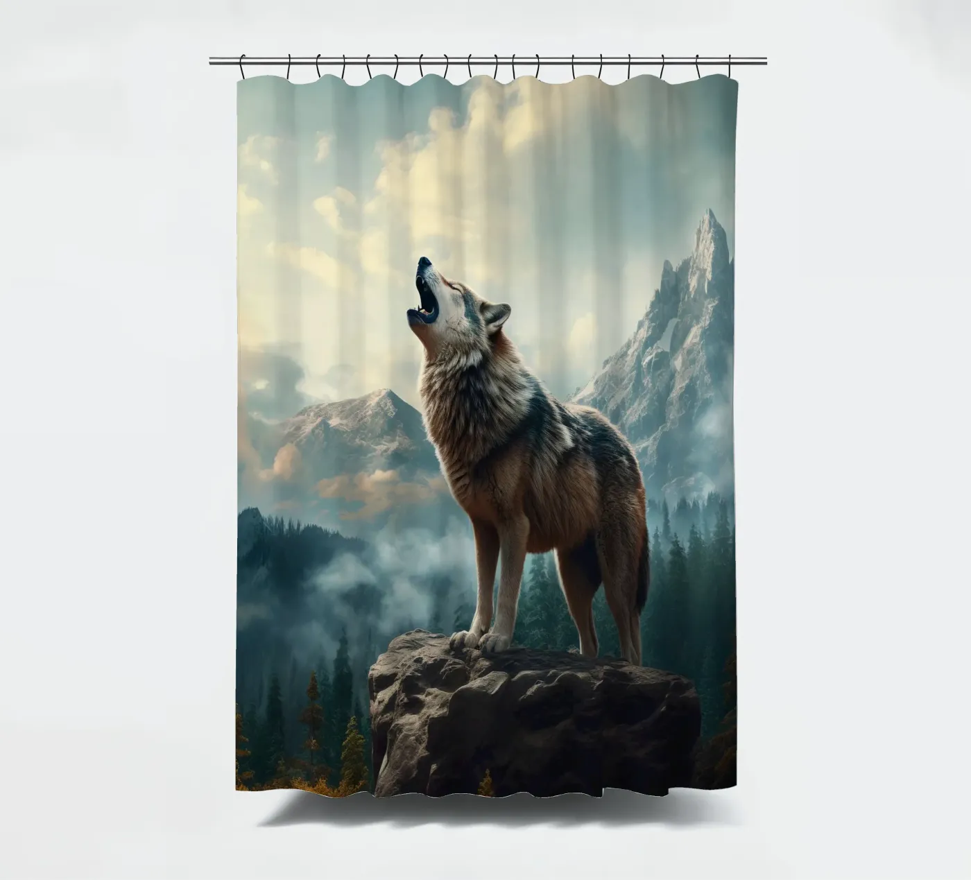 Wolf Mountains Duschvorhang von Mateo