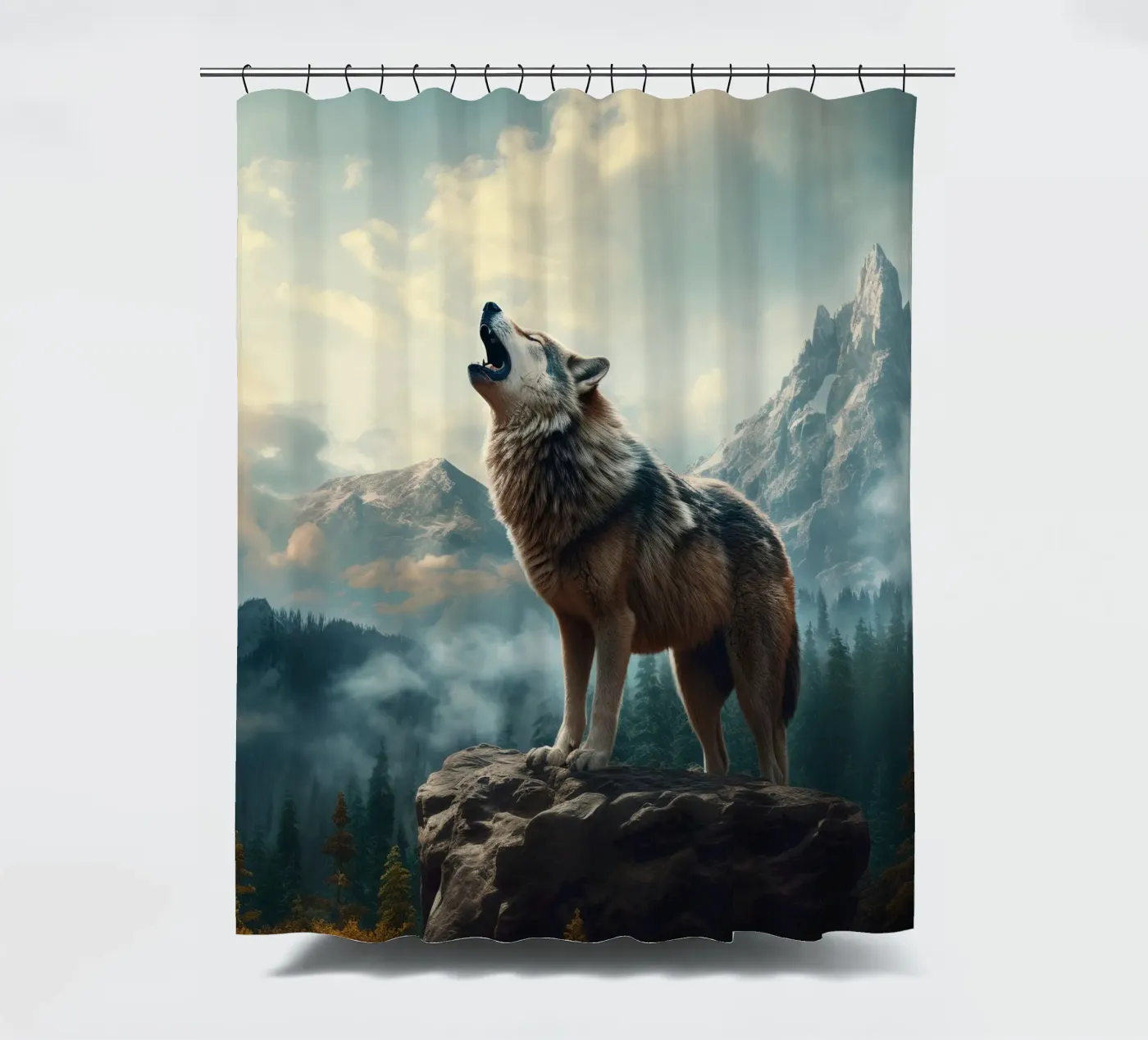 Wolf Mountains Duschvorhang von Mateo