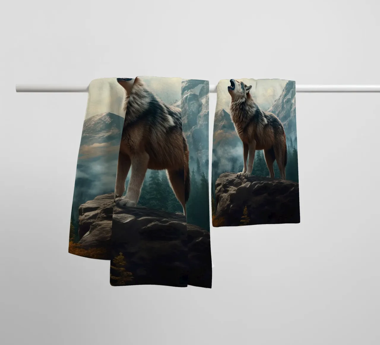 Wolf Mountains badhanddoek van Mateo