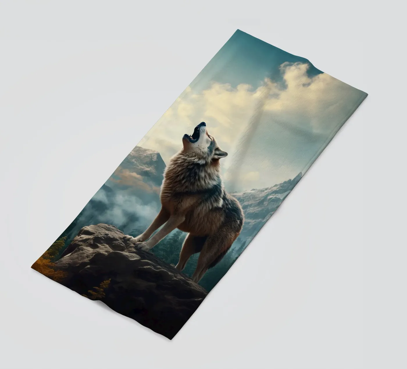 Wolf Mountains beach towel by Mateo
