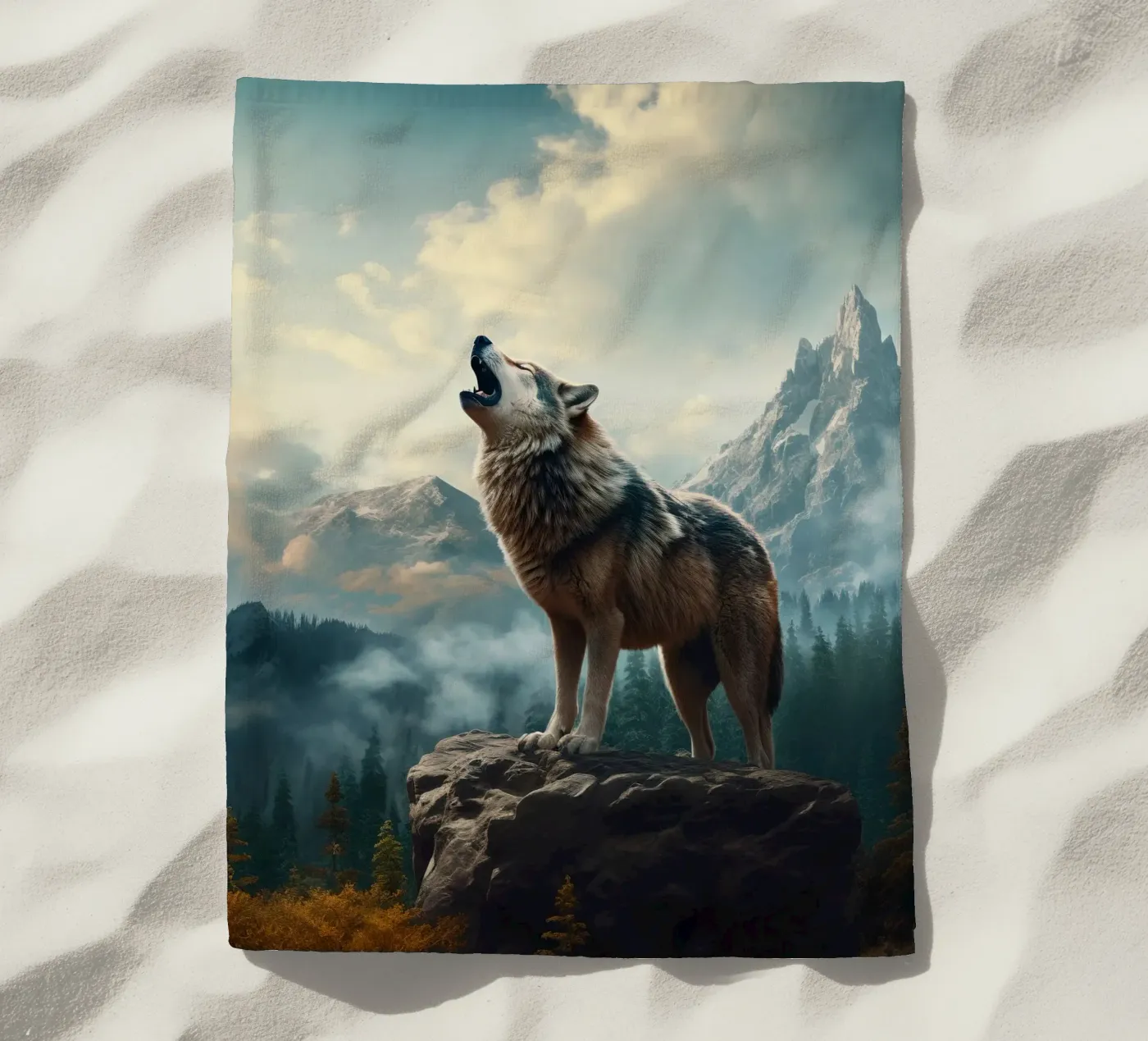 Wolf Mountains beach towel by Mateo